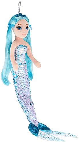 Ty -TY02302 Sea Sequins - Peluche de Lentejuelas (50 cm), diseño de Sirena Azul