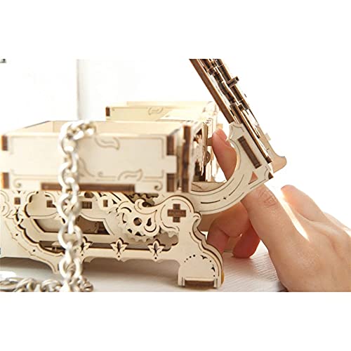 UGEARS Cofrecito De Época Modelo mecánico - Puzzle 3D Rompecabezas Adultos - Caja de Tesoro de Madera - Cofre del Tesoros - Vintage Cajas de Madera Maquetas para Construir Adultos y Adolescentes