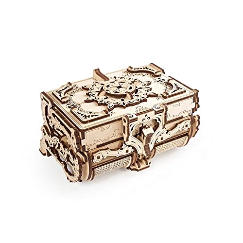 UGEARS Cofrecito De Época Modelo mecánico - Puzzle 3D Rompecabezas Adultos - Caja de Tesoro de Madera - Cofre del Tesoros - Vintage Cajas de Madera Maquetas para Construir Adultos y Adolescentes