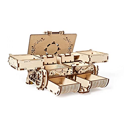 UGEARS Cofrecito De Época Modelo mecánico - Puzzle 3D Rompecabezas Adultos - Caja de Tesoro de Madera - Cofre del Tesoros - Vintage Cajas de Madera Maquetas para Construir Adultos y Adolescentes