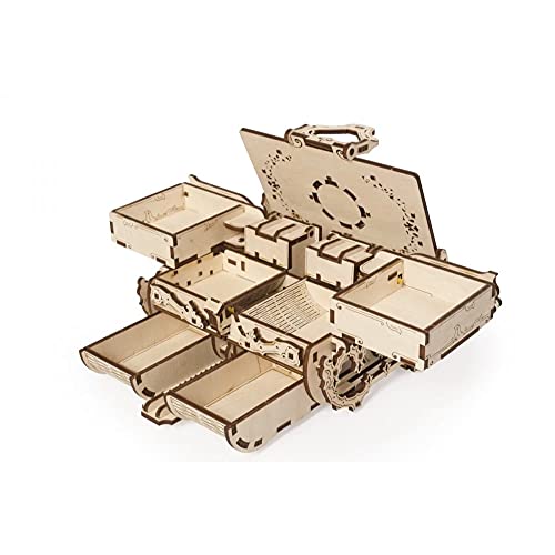 UGEARS Cofrecito De Época Modelo mecánico - Puzzle 3D Rompecabezas Adultos - Caja de Tesoro de Madera - Cofre del Tesoros - Vintage Cajas de Madera Maquetas para Construir Adultos y Adolescentes