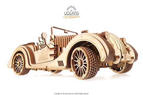 UGEARS Roadster VM-01 - 3D Puzzle de Madera Coche Deportivo - Gran Regalo para Amantes de Coches DIY