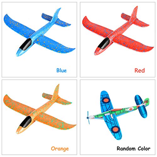 Ulikey 3 Pcs Planos de Espuma, Avión Planeador, Modelo de Avion Deportes al Aire Libre Volar Juguete, Favores de la Fiesta (Naranja, Azul, Rosa)