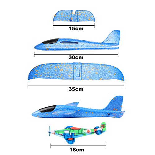 Ulikey 3 Pcs Planos de Espuma, Avión Planeador, Modelo de Avion Deportes al Aire Libre Volar Juguete, Favores de la Fiesta (Naranja, Azul, Rosa)