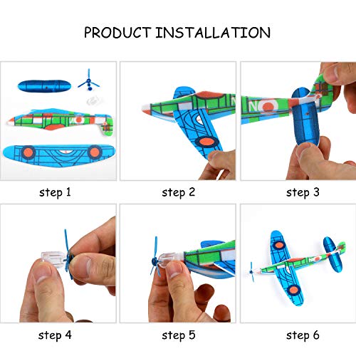 Ulikey 3 Pcs Planos de Espuma, Avión Planeador, Modelo de Avion Deportes al Aire Libre Volar Juguete, Favores de la Fiesta (Naranja, Azul, Rosa)