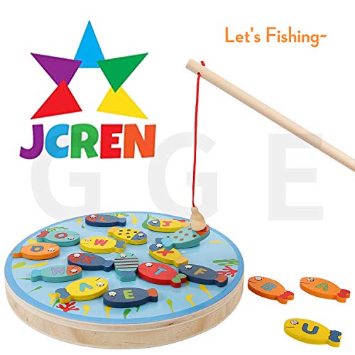 Ulikey 30 Pcs 2 en 1 Juego de Pesca, Juguete de Pesca de Madera, Carta de Pesca Juguetes Educación Regalo para Niños 3 4 5 Años