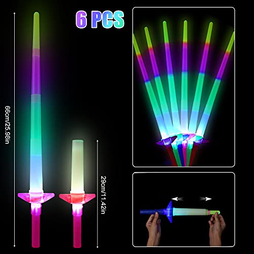 Ulikey Espada Láser de Juguete, 6 Piezas Juguete de Luminosos, Fiesta Luminoso Juguetes, Juguetes Luminosos con LED, LED Niños Fiesta Luminoso Juguetes, Cumpleaños para Fiestas Favores