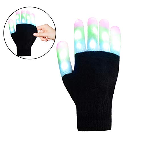 Ultra 1 Guantes LED Guantes de Mano Iluminados Luz LED Luces Leds Luz Discoteca para Adultos y Niños Mayores de 12 + Años 6 Modos LED Lights Guantes Invierno Festivales Halloween Navidad Juegos