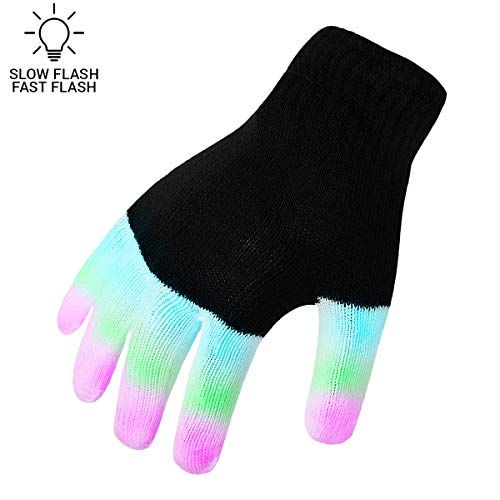 Ultra 1 Guantes LED Guantes de Mano Iluminados Luz LED Luces Leds Luz Discoteca para Adultos y Niños Mayores de 12 + Años 6 Modos LED Lights Guantes Invierno Festivales Halloween Navidad Juegos