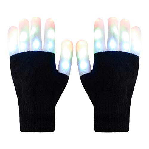 Ultra 1 Guantes LED Guantes de Mano Iluminados Luz LED Luces Leds Luz Discoteca para Adultos y Niños Mayores de 12 + Años 6 Modos LED Lights Guantes Invierno Festivales Halloween Navidad Juegos