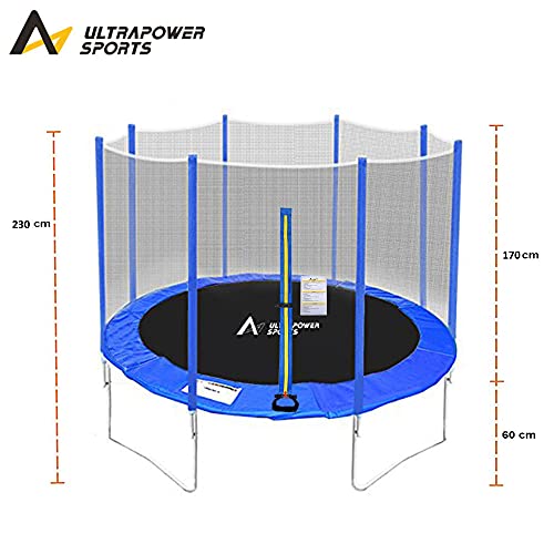 ULTRAPOWER SPORTS Trampolín Ø 366cm, Cama Elástica de Jardín con Red de Seguridad, Cubierta de Proteccion, Lona de Salto, Escalera, Certificado TÜV GS, Azul