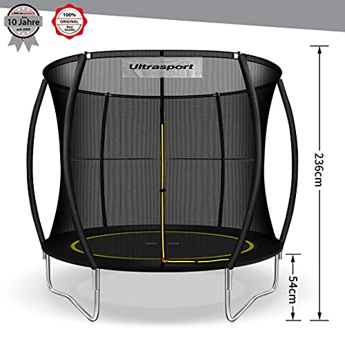 Ultrasport Cama elástica de Jardín, Set con Superficie de Salto, Red de Seguridad, Postes Acolchados y Cubierta del Borde, Resistente a la Intemperi, Unisex,Springs o sistema de cuerdas elástico