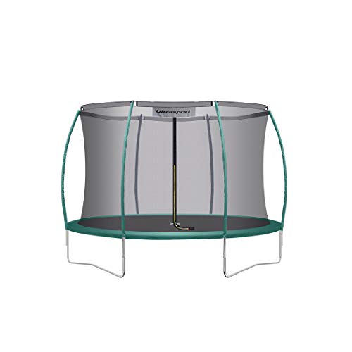 Ultrasport Cama Elástica De Jardín Xl, Diámetro: 244 Cm, Capacidad De Carga: 100 Kg, Cama Elástica De Exterior Con Mucho Espacio Y Elementos De Seguridad, Set Completo, Verde