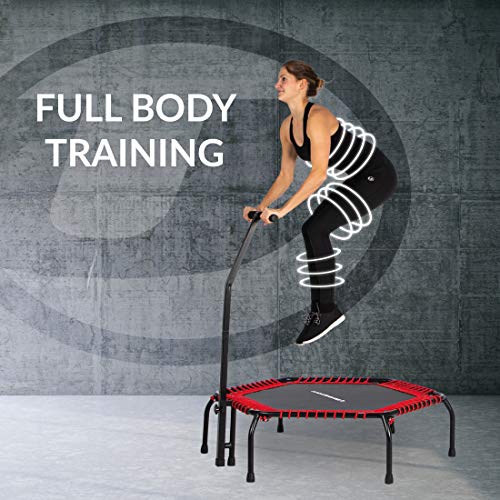 Ultrasport Cama elástica fitness, manillar estable y suspensión con cuerdas de goma para la optima seguridad, aparato para el hogar, disponible en 2 variantes: dura o blanda, Rojo