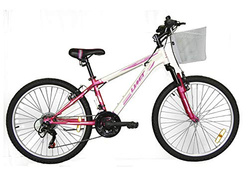 Umit 24 Pulgadas Bicicleta niña XR-240, Partir de 9 años, con Cambio Shimano y Suspension Delantera, Unisex niños, Rosa/Blanca