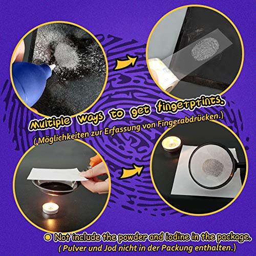 UNGLINGA kit de espía Detective de niños - Boligrafo Tinta Invisible Huella Dactilar Disfraz Juego de Roles de Vestir Juguetes de Ciencia STEM Regalos de Cumpleaños Para Niños y Niñas