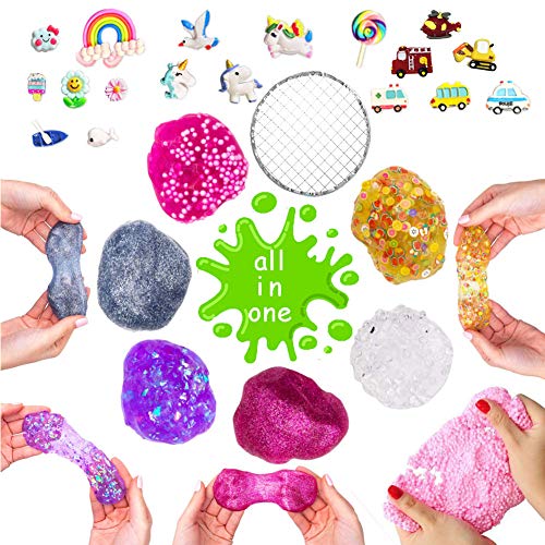 UNGLINGA Slime Kit para Niños Niñas Purpurina Manualidades Juego Incluye Arcilla Seca al Aire, rebanadas de Frutas y Herramientas Creativo Material