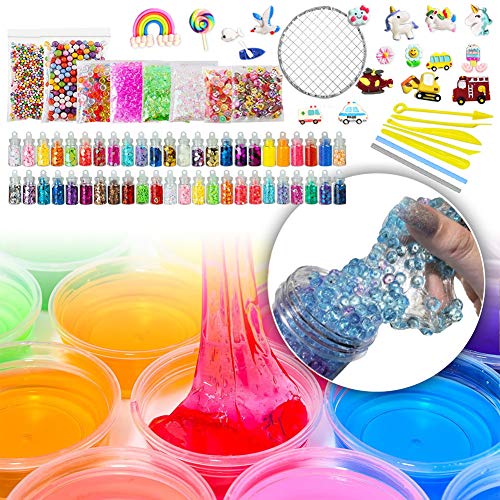 UNGLINGA Slime Kit para Niños Niñas Purpurina Manualidades Juego Incluye Arcilla Seca al Aire, rebanadas de Frutas y Herramientas Creativo Material