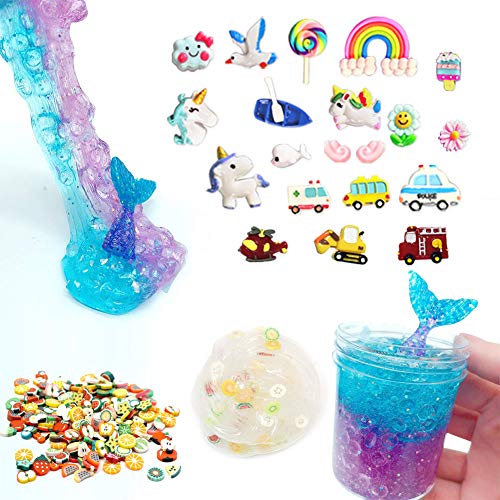 UNGLINGA Slime Kit para Niños Niñas Purpurina Manualidades Juego Incluye Arcilla Seca al Aire, rebanadas de Frutas y Herramientas Creativo Material