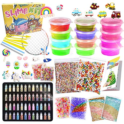 UNGLINGA Slime Kit para Niños Niñas Purpurina Manualidades Juego Incluye Arcilla Seca al Aire, rebanadas de Frutas y Herramientas Creativo Material