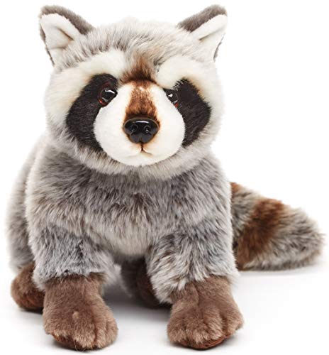 Uni-Toys - Mapache Sentado - 25 cm (Longitud) - Oso, Animal del Bosque - Peluche