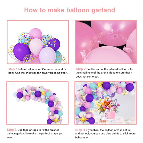 Unicornio Cumpleaños Decoración Globos 138 Piezas Fiesta Látex Globos Guirnalda Rosa Púrpura Azul Niña Mujer Niños Confeti Estrella Globos Arco