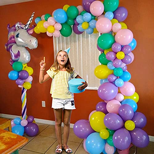 Unicornio Decoración de Unicornio Globos de Cumpleaños Banner 3D Globo de Látex Unicornio Banda de Satén Torta de Cumpleaños Unicornio Favores de Cumpleaños para Niña Suministros Fiesta