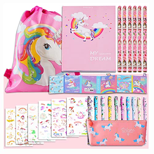 Unicornio Papeleria Regalo para Niña 7 8 9 10 11 12 Años, TOYESS Set di Juguetes Unicornios para Niñas, Includere Estuche Escolar y Cuadernos y Adhesivas y Boligrafos Gel Ecc(32pz)