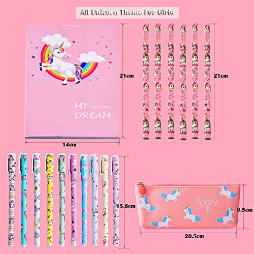 Unicornio Papeleria Regalo para Niña 7 8 9 10 11 12 Años, TOYESS Set di Juguetes Unicornios para Niñas, Includere Estuche Escolar y Cuadernos y Adhesivas y Boligrafos Gel Ecc(32pz)