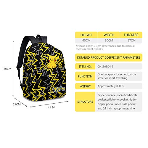 UNILIFE Mochila Infantil Mochila Pokémon Mochilas Escolares Impresas para Niñas De Secundaria con Estuche para Lápices 20L