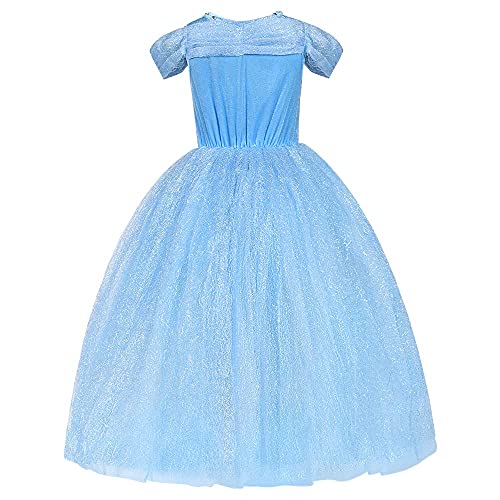 URAQT Vestido de Cenicienta, Disfraz de Princesa Cenicienta con Mariposa, Vestido de Princesa para Nñas, Elegante Vestido de Tul para Boda, Fiesta, para 3-8 años