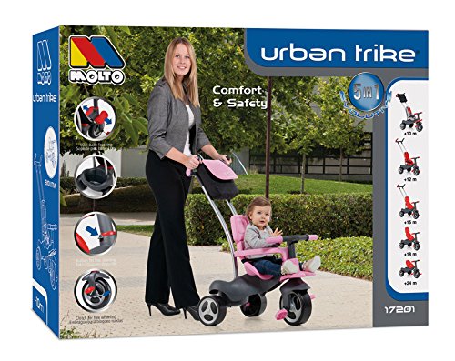 Urban Trike Soft Control Triciclo para Niños con 5 Formas de Ensamblar (Rosa)