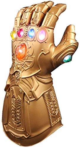 UrMsun Guante de los Vengadores con Luces led, Guantele Thanos Vengadores 4 Final del Juego Iron Man Infinity Gauntlet Hulk Thanos Capitán América Thor Cosplay con 2 Pilas Recambio