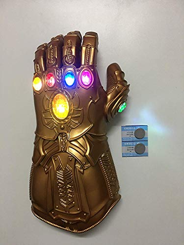 UrMsun Iron Man Infinity Gauntlet para niños con 2 Pilas Recambio, Iron Man Glove LED con Piedras para niños 0-12