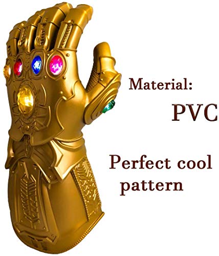 UrMsun Iron Man Infinity Gauntlet para niños con 2 Pilas Recambio, Iron Man Glove LED con Piedras para niños 0-12