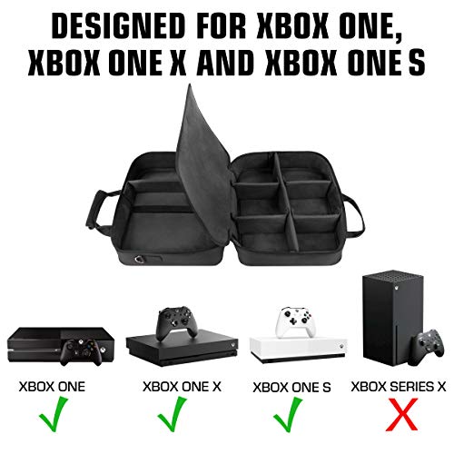 USA Gear Funda Bolsa de Transporte de Consolas Compatible con Todos los Modelos de PS4 - Correa de Hombro Acolchada y Almacenamiento de Accesorios para Controladores, Cables y Auriculares - Negro