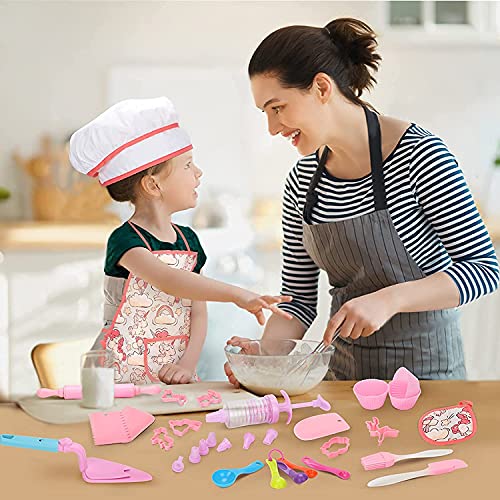 Utensilios Cocina Juguete para Niños, Gorro y Delantal Cocinero para Niña 3-8 Años, Juguetes Juego de Rol Regalo per Niña 3 4 5 6 7 8 Años