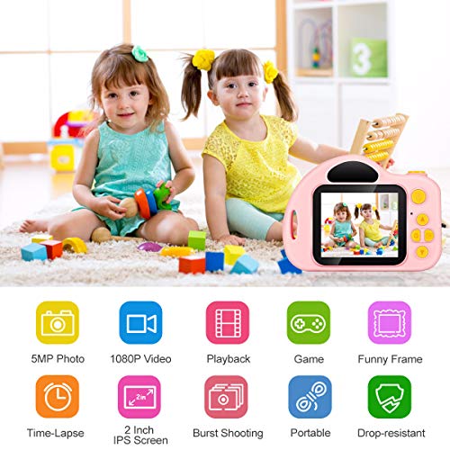 vatenick Cámara Digital para Niños Juguete para Niños Regalos Cámara De Vídeo A Prueba De Choques Pantalla HD de 2 Pulgadas 1080P Regalos Tarjeta TF de 32GB Regalos para Niños y Niñas de 3 a 12 Años.