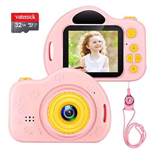 vatenick Cámara Digital para Niños Juguete para Niños Regalos Cámara De Vídeo A Prueba De Choques Pantalla HD de 2 Pulgadas 1080P Regalos Tarjeta TF de 32GB Regalos para Niños y Niñas de 3 a 12 Años.