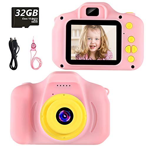 vatenick Cámara para Niños Juguete para Niños Cámara Digital para Niños pequeños 2 Inch HD Pantalla 1080P with Calidad 32GB TF Tarjeta Regalos Juguete para 3 a 12 años Niños y niñas (Rosa)