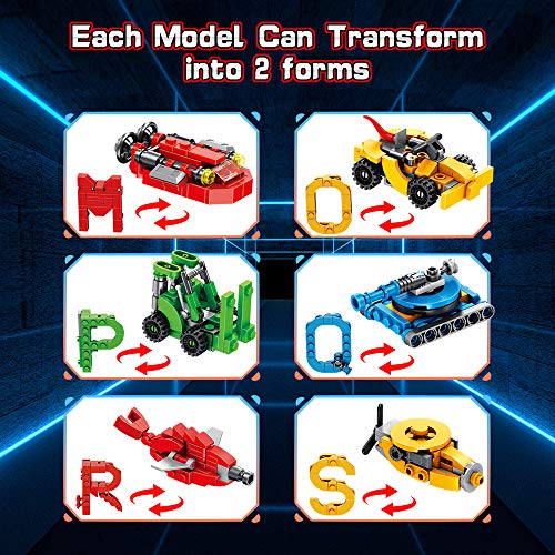 VATOS Set de Bloques de Construcción, 630 PCS Alphabets Robot Juguetes de Construcción | 27-in-1 Aprendizaje Educativo Transformers Toys para Niños Niñas 5 6 7 8 9 10 11 12 Años de Edad