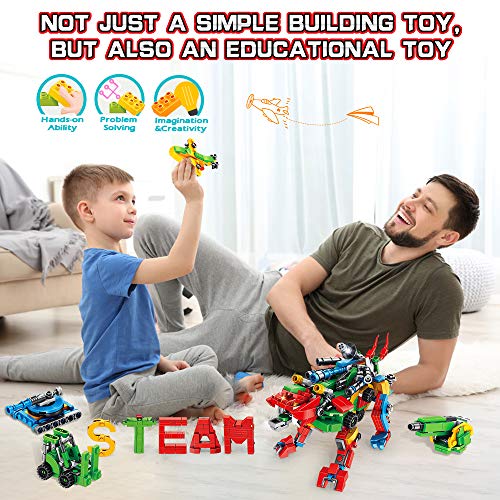 VATOS Set de Bloques de Construcción, 630 PCS Alphabets Robot Juguetes de Construcción | 27-in-1 Aprendizaje Educativo Transformers Toys para Niños Niñas 5 6 7 8 9 10 11 12 Años de Edad