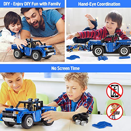 VATOS Technic Stem Juego de construcción con Control Remoto 2 en 1 SUV Vehículo Todo Terreno 2.4GHz Pickup Car 353 PCS Juego de construcción Educativo para niños de 6 7 8 9 10-12