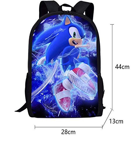 Vercico Sonic Mochila Infantil, Estuche para Lápices, Bandolera Set de 3, Estuche Sonic Escolar para Niño Niña Laptop Mochilas Libro Bolsas Adulto Bolsa de Hombro Daypacks Merchandise