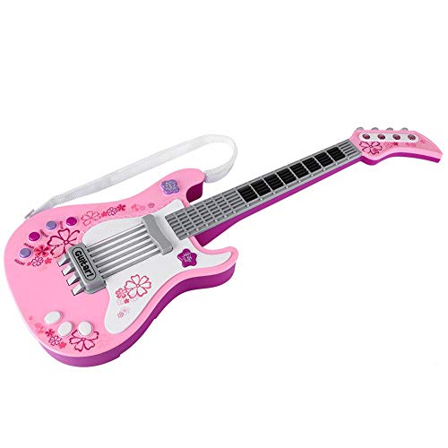 VGEBY1 Juguete para Guitarra, niños multifuncionales Guitarra Baja Juguete para Guitarra eléctrica con Sonido y Luces Instrumento Musical Juguete(Rosado)