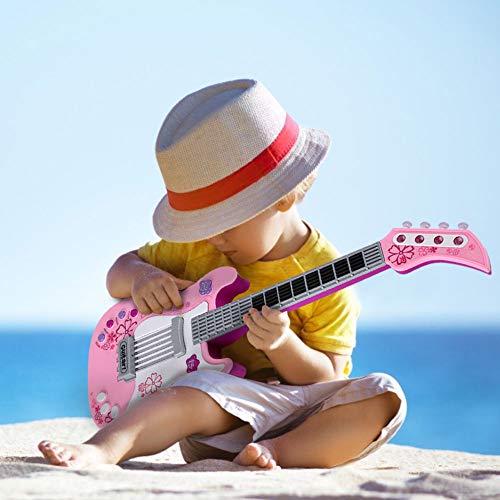 VGEBY1 Juguete para Guitarra, niños multifuncionales Guitarra Baja Juguete para Guitarra eléctrica con Sonido y Luces Instrumento Musical Juguete(Rosado)