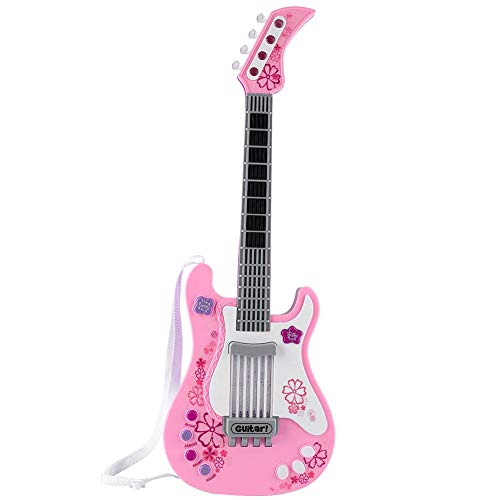 VGEBY1 Juguete para Guitarra, niños multifuncionales Guitarra Baja Juguete para Guitarra eléctrica con Sonido y Luces Instrumento Musical Juguete(Rosado)