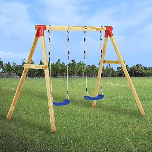 vidaXL Madera de Pino Set de Columpios Parque Infantil de Individuales de Jardín Patio al Aire Libre de Exterior para Niños Fácil Instalación