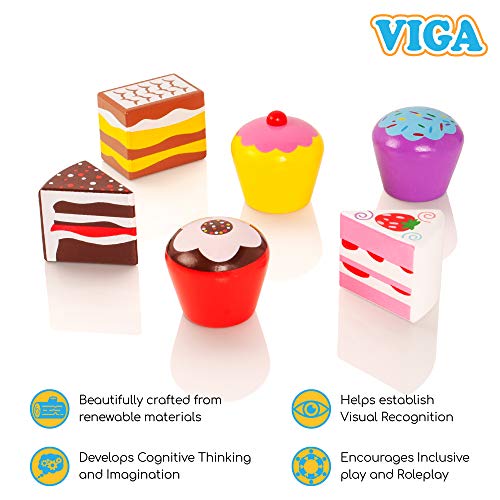 VIGA - Pack de 6 Pasteles de Juguete - Madera