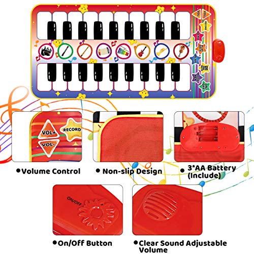 Vimzone Alfombrilla Musical para Piano, Alfombrilla para Piano para niños, Teclado táctil, alfombras Musicales, Alfombrilla de Baile, Juguetes Musicales educativos para niños pequeños, bebés, niñas